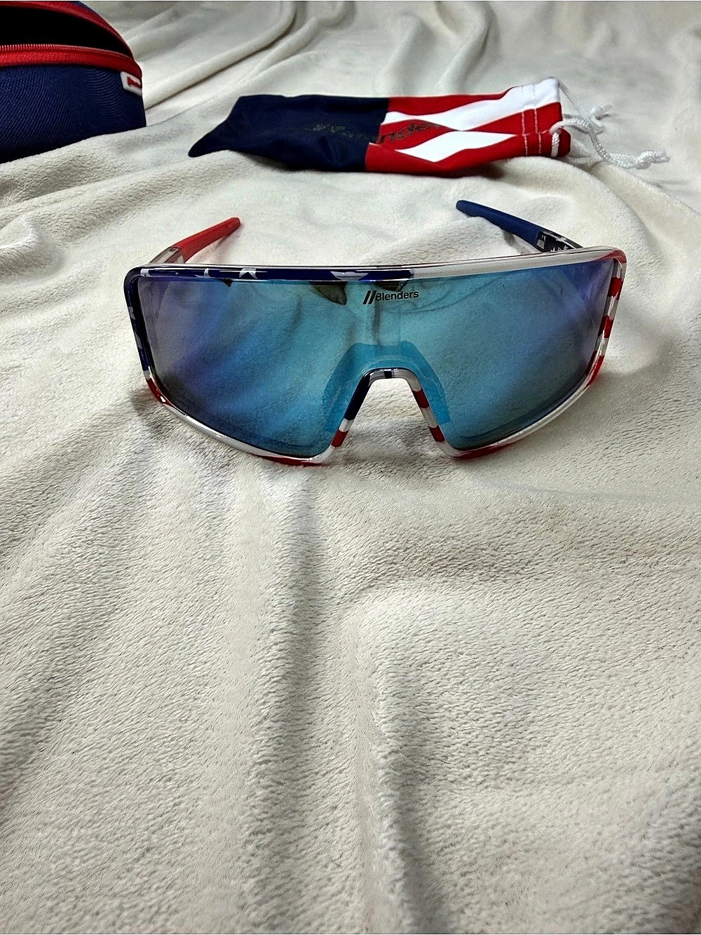 Blenders Color Block Sport Sunglasses in Blue & Red Like New